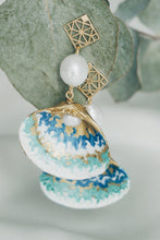 Blue spring seashell earrings