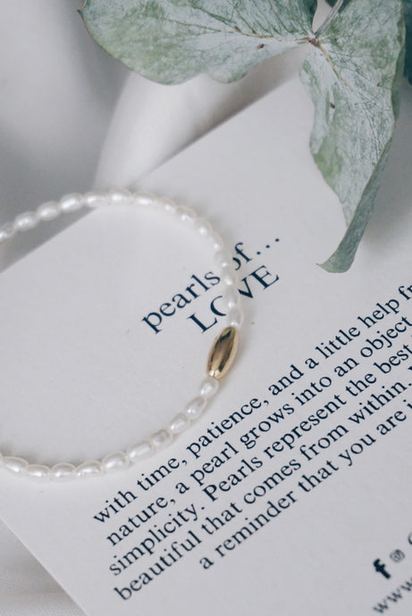 Oval bead pearl bracelet