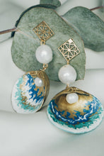 Blue spring seashell earrings